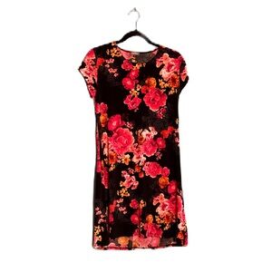 Neiman Marcus Black Pink Short Sleeve Floral Dress Women’s M Made In USA